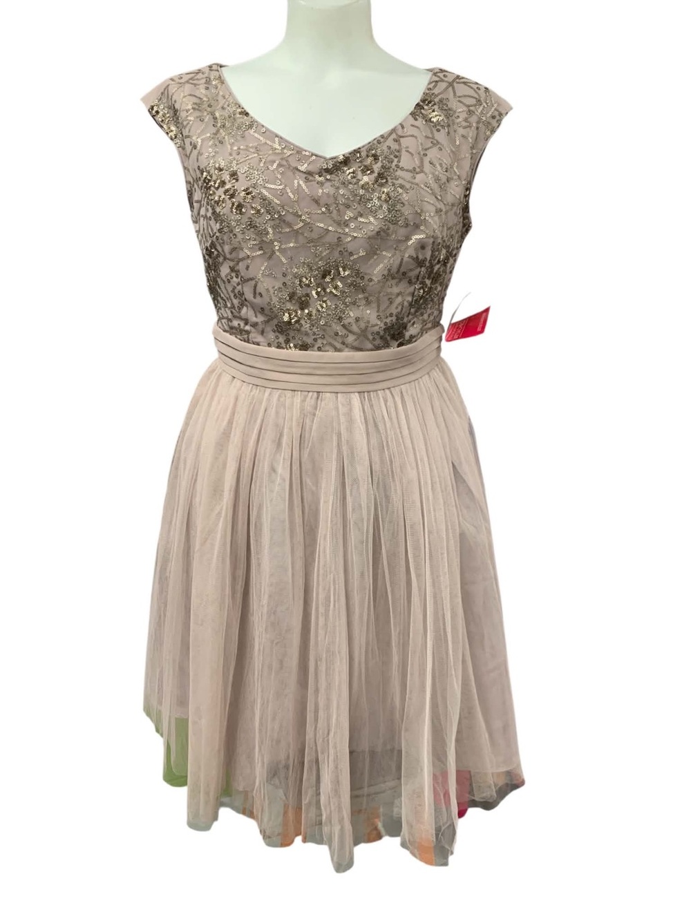 Little Mistress NWT Blush Sequin Lace & Tulle Cocktail Dress Size M